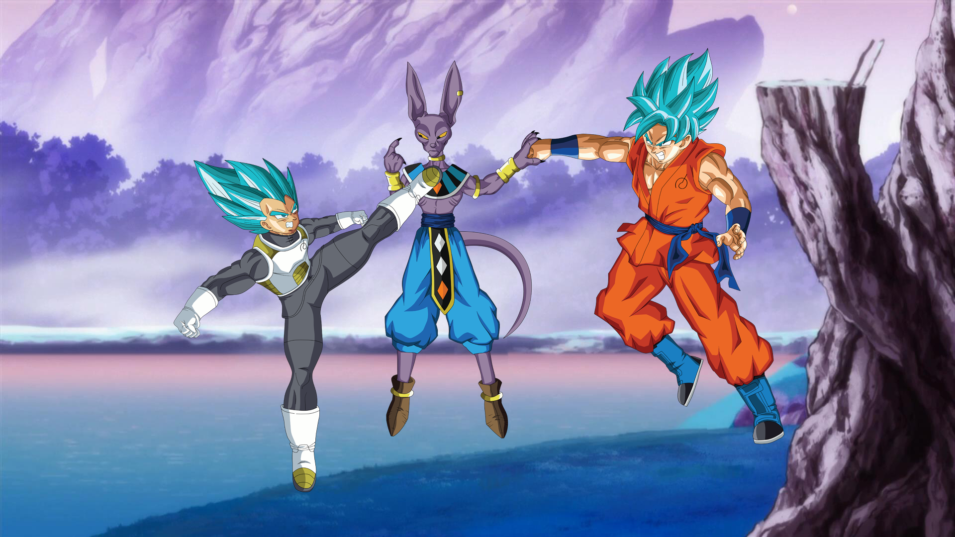 Beerus and Goku Super Saiyan God Anime Wallpaper 5k Ultra HD ID:3046