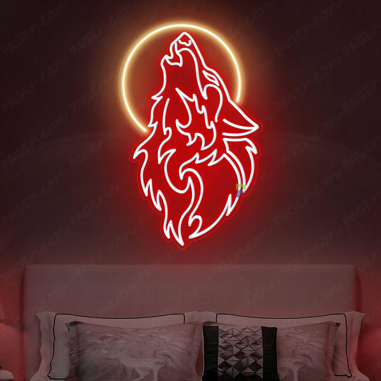 Wolf Neon Sign Red Light