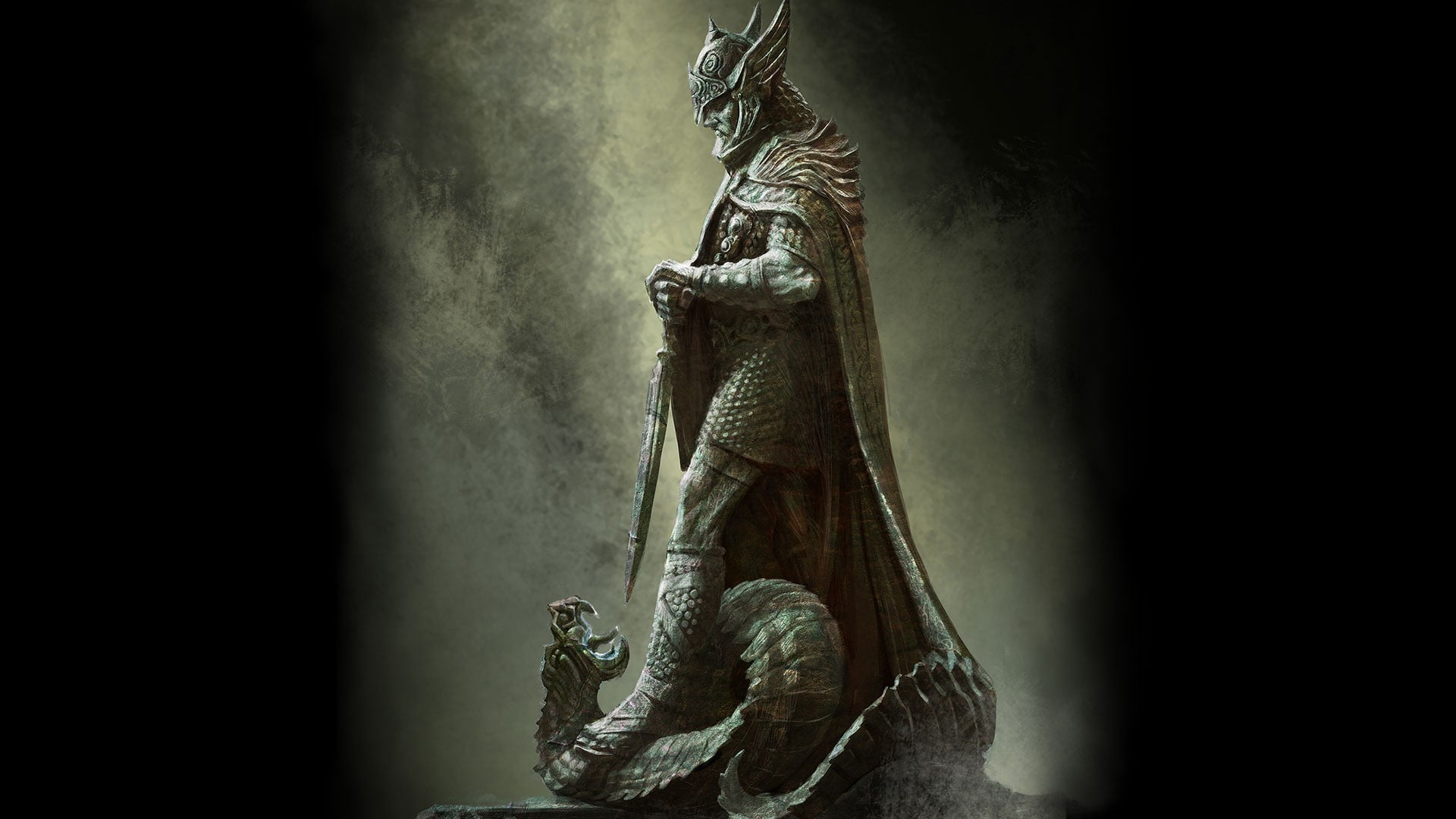 Knight Killing Serpent Digital Wallpaper The Elder Scrolls V