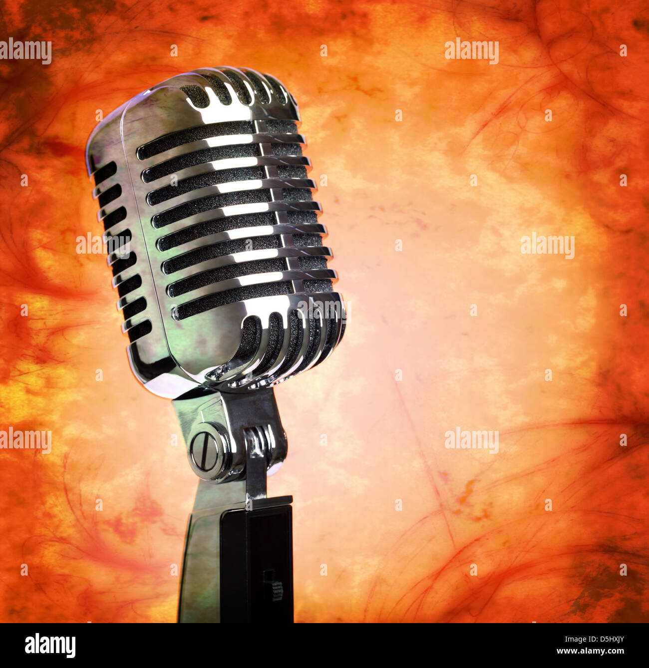 Vintage Microphone On Grunge Background Stock Photo