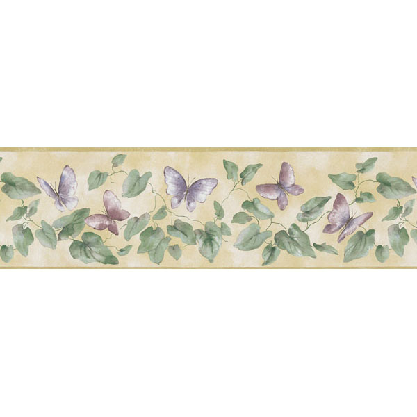 451 1724 Green Butterfly Lily Pad   Brewster Wallpaper Borders