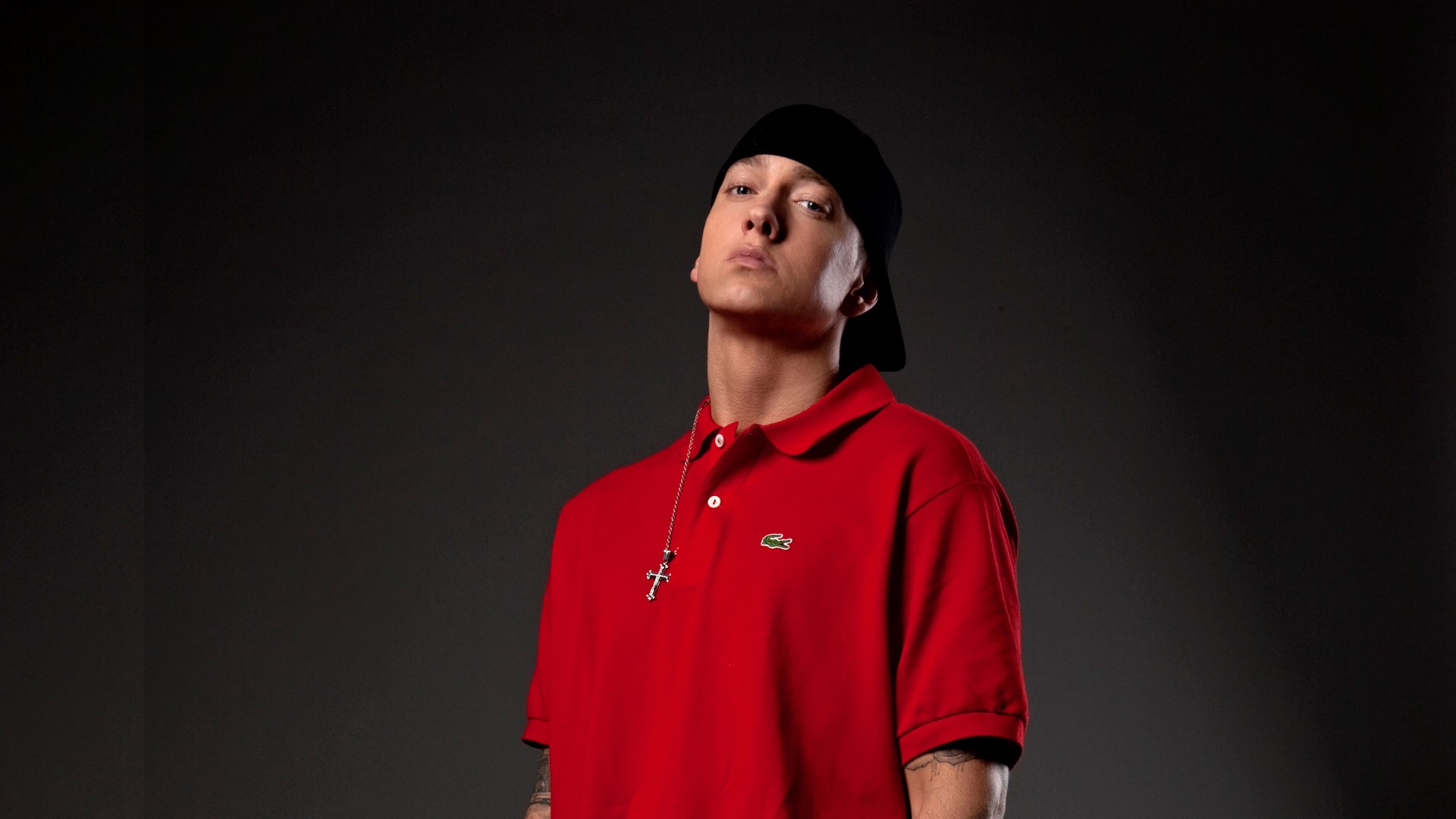 Famous Rapper Singer Eminem Red Tshirt HD Image Wallpaperask