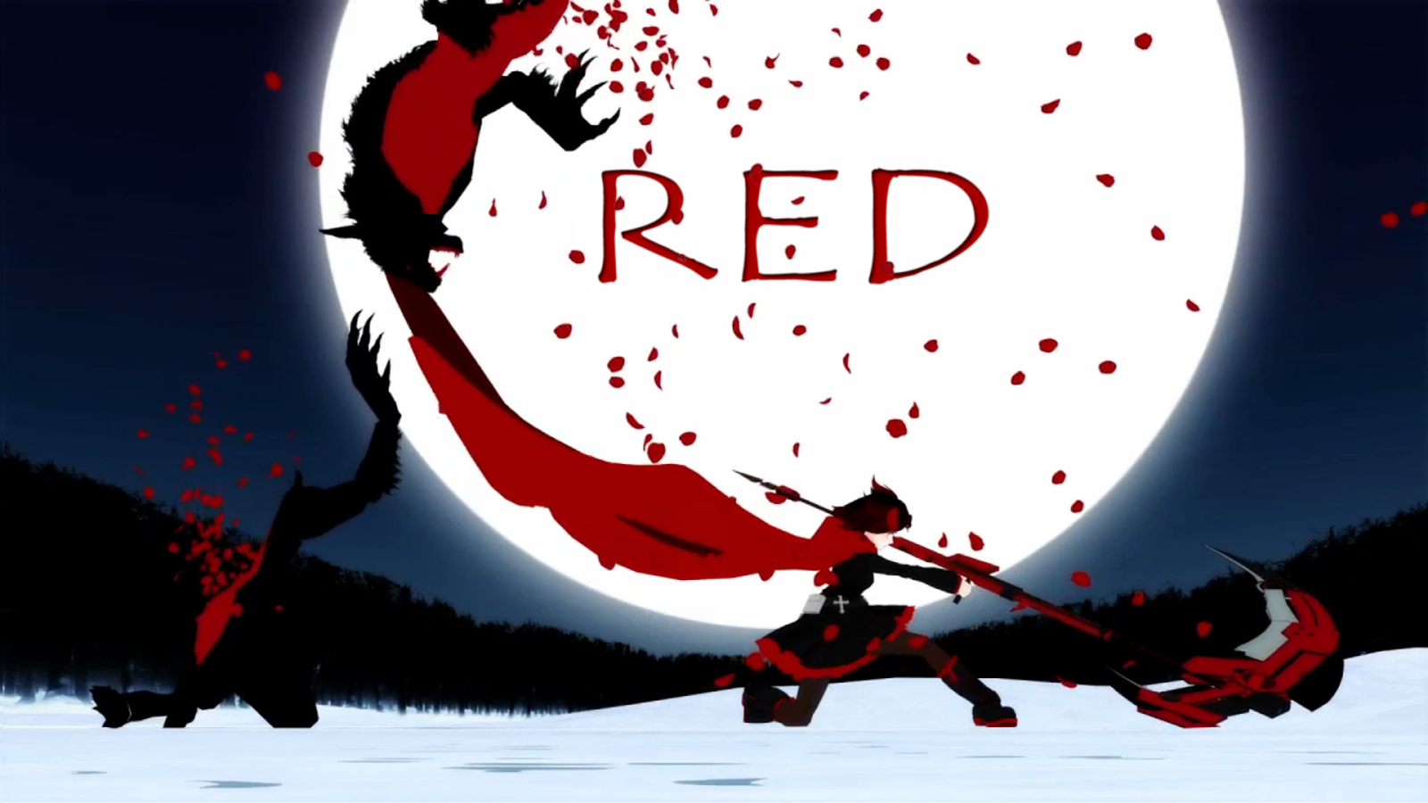 Ruby Rose Red Rwby Death Scythe Full Moon Anime HD Wallpaper Desktop