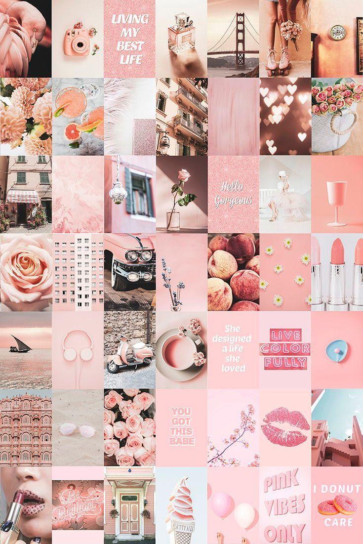 Pink Collage Kit Pcs Peach Aesthetic Photo Wall