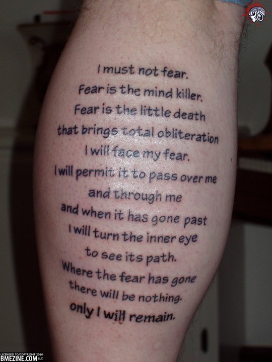 Fear is the Mind Killer My Tattoo  rdune