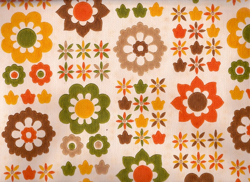 Vintage 1970s Wallpaper Fab funky 70s flowers by Pommedejour