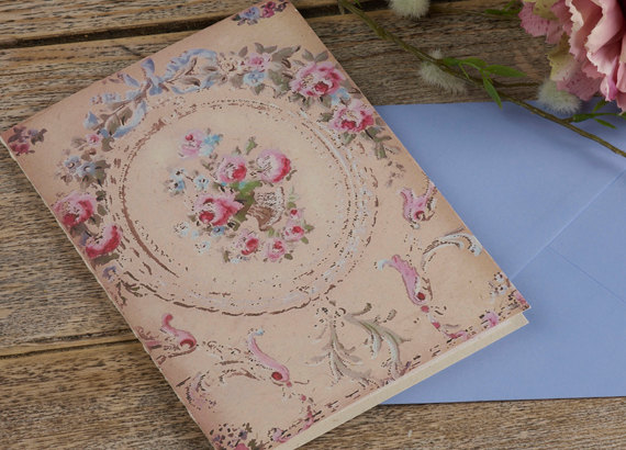 Shabby Chic Vintage Style Floral Flower Rose Wallpaper Wedding Or