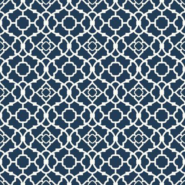 Wallpaper Contemporary Lovely Lattice Navy And White