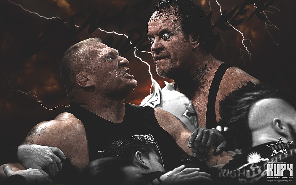 New Wwe Summerslam Brock Lesnar Vs The Undertaker Wallpaper