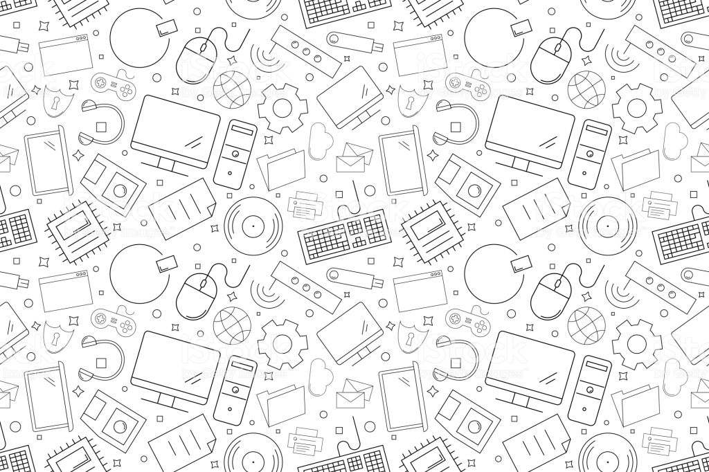Vector Computer Pattern Computer Seamless Background Stock