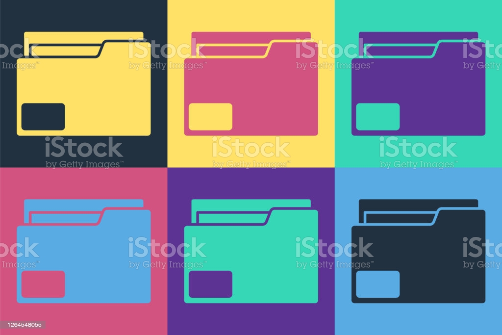 Pop Art Document Folder Icon Isolated On Color Background