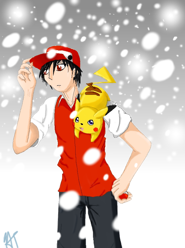 Pokemon Trainer Red Background By Kotaeia
