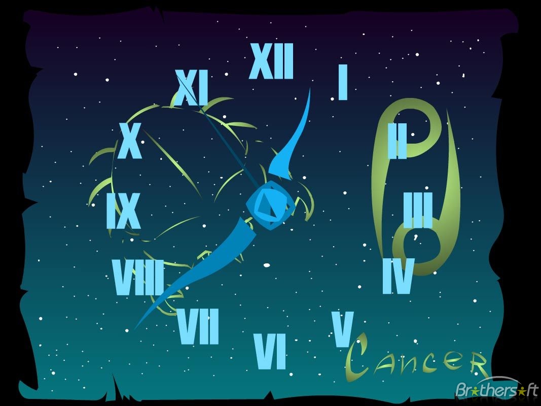 Screen Clock With Cancer Symbol Zodiac Signs Symbols