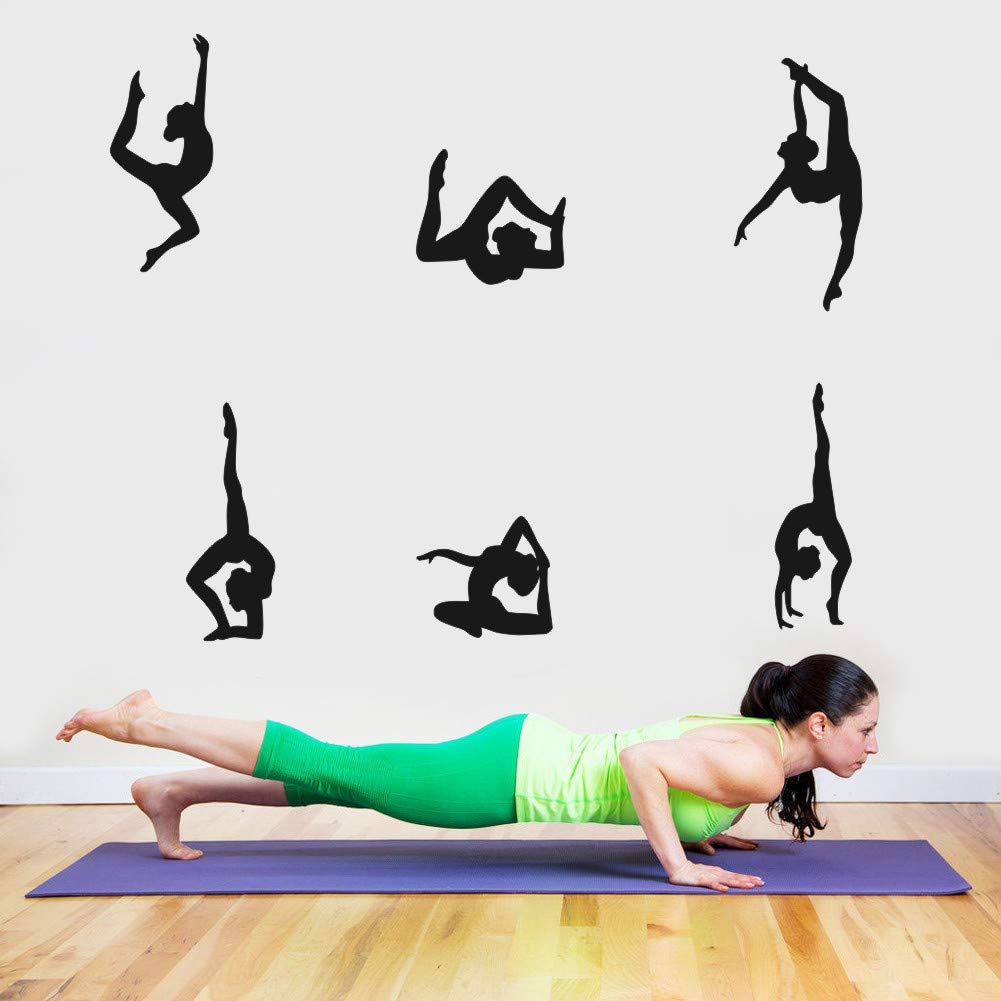 Yoga Wall Sticker Vinyl Yoga Poses Silhouette Wallpaper Woman