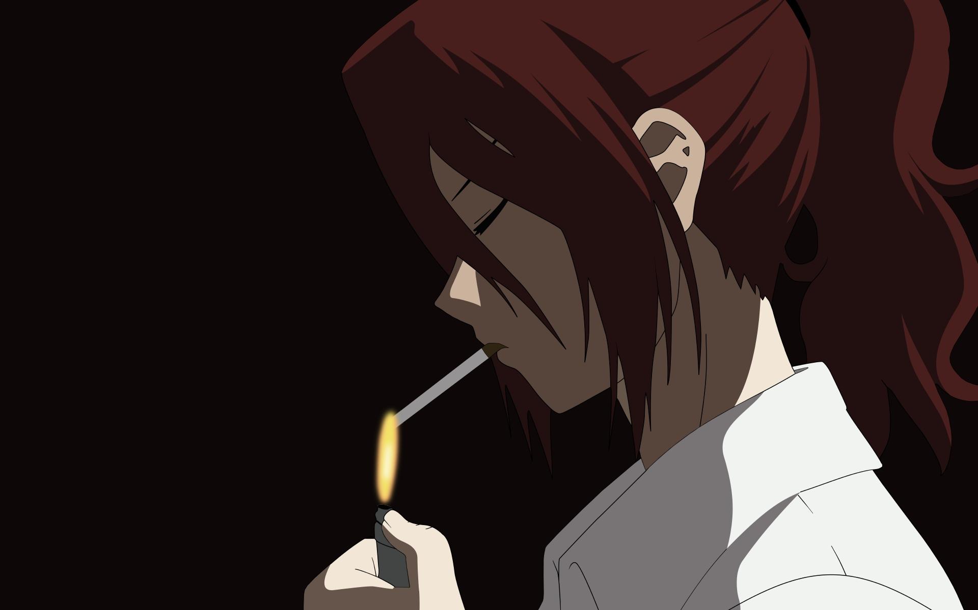 Aozaki Touko Cigarette Close Kara No Kyoukai Red Hair Vector