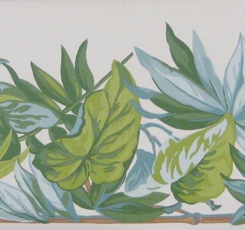 Green Vine WallPaper Border Ivy Leaves Vintage Floral Leaf Pattern