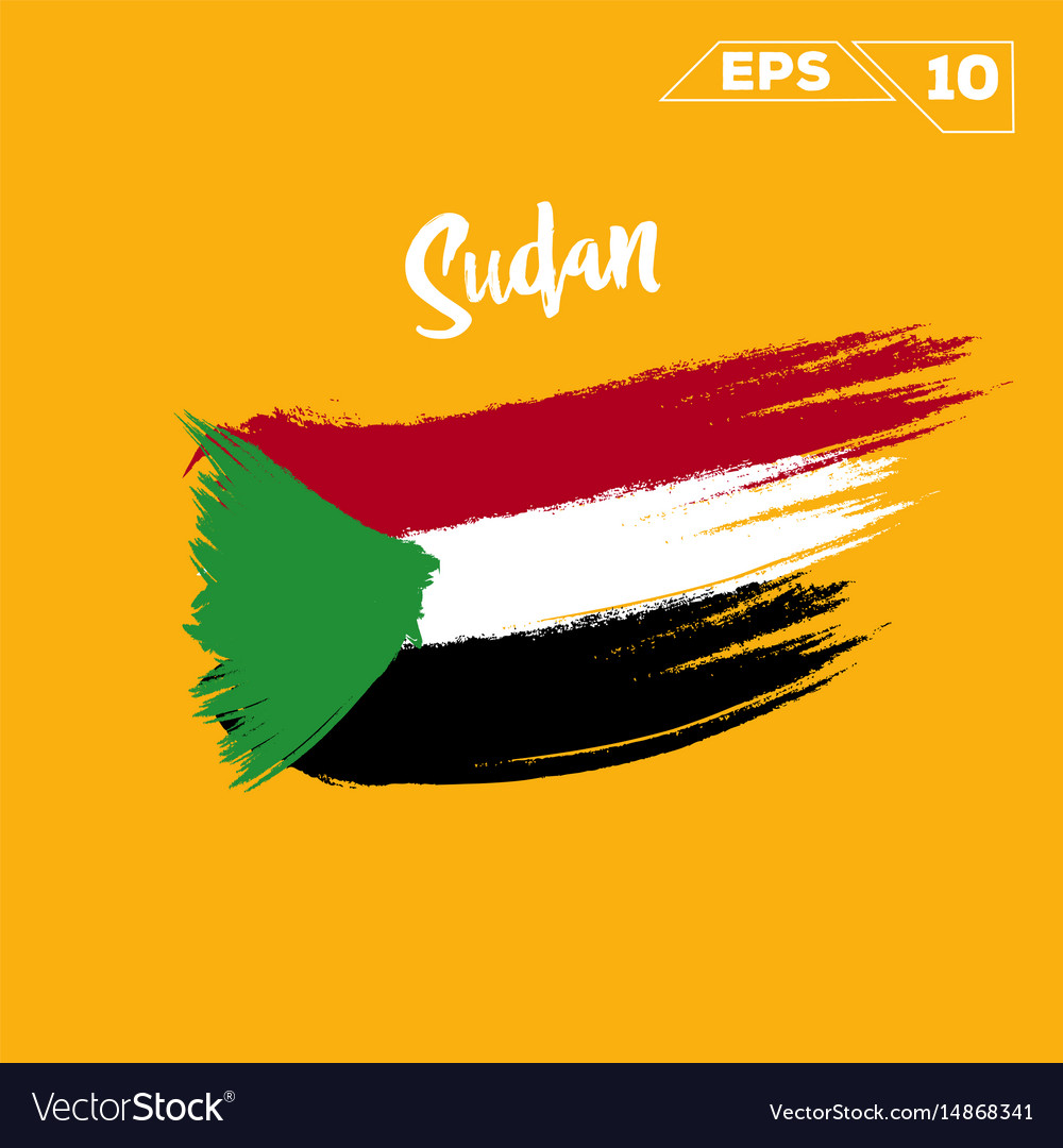 Sudan Flag Brush Strokes Painted Royalty Vector Image