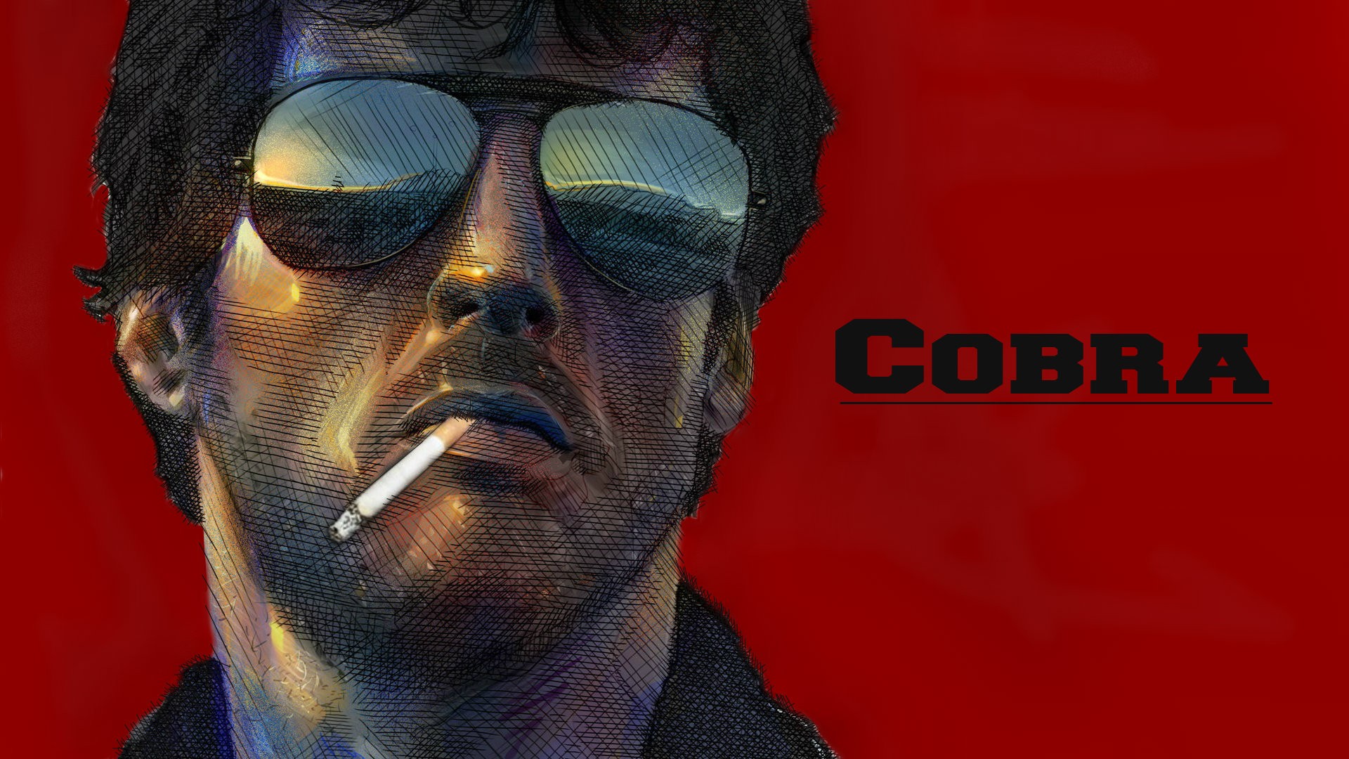 Actor Sylvester Stallone Red Smoking Glasses Cobra