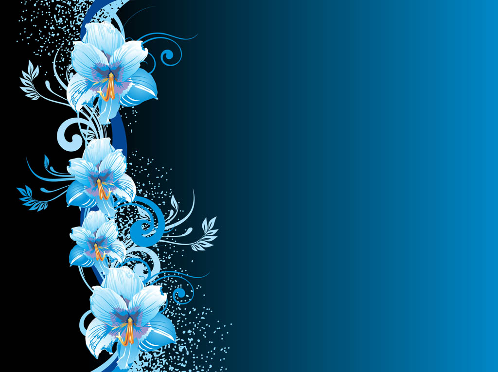 Blue Flowers White Background