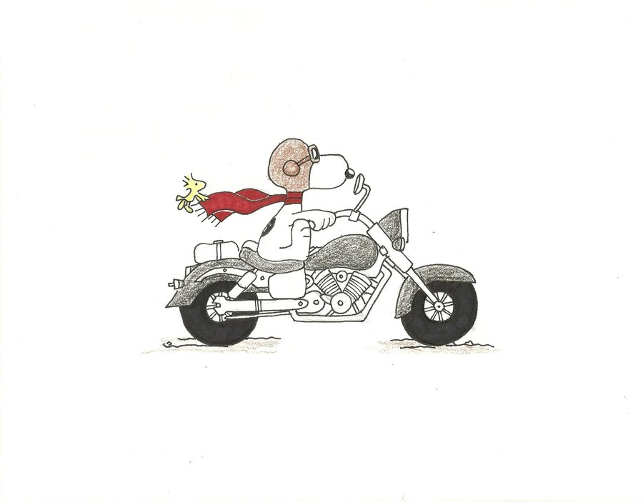 Snoopy Flying Ace On A Bike By Why It