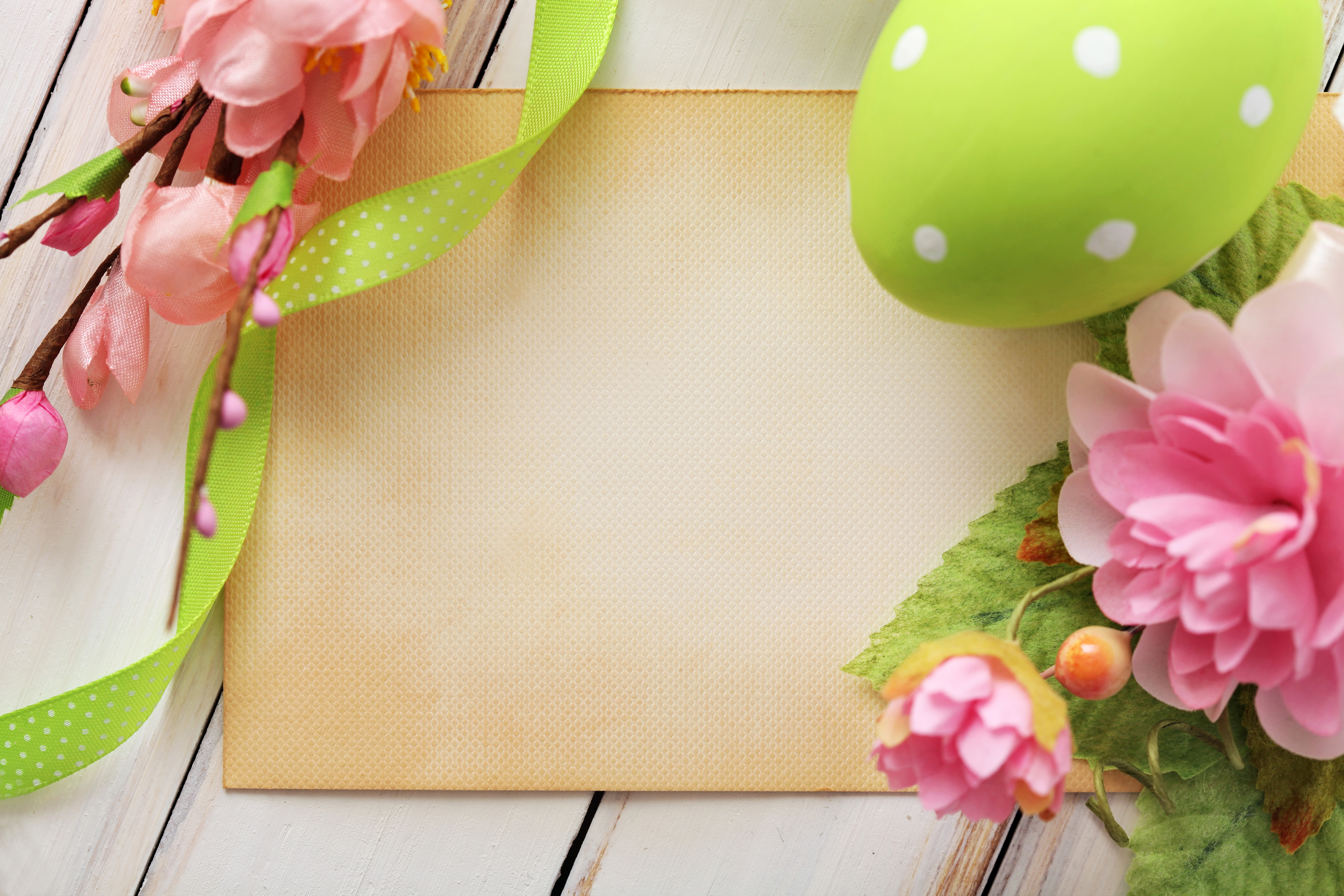 Easter Background with Green Egg and Flowers Gallery