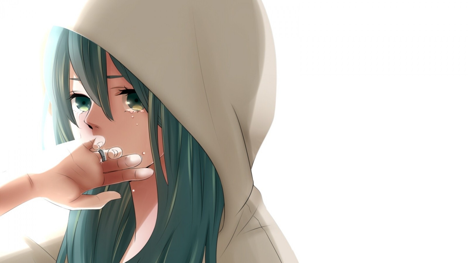 Anime Sad Girl Art Ring Cry Sandness Alone Wallpaper