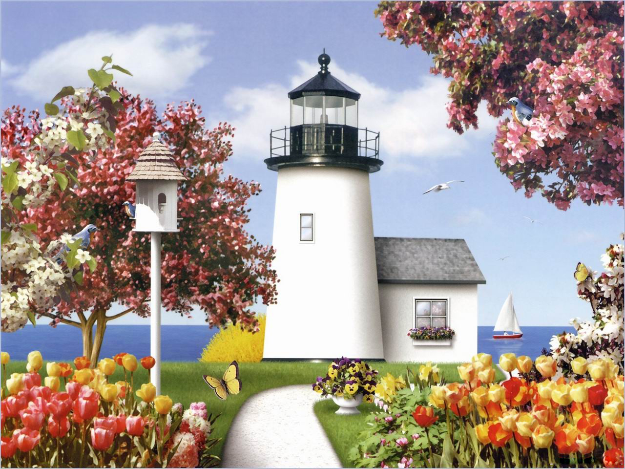 Painting Beautiful Lighthouses Pictures Wallpaper