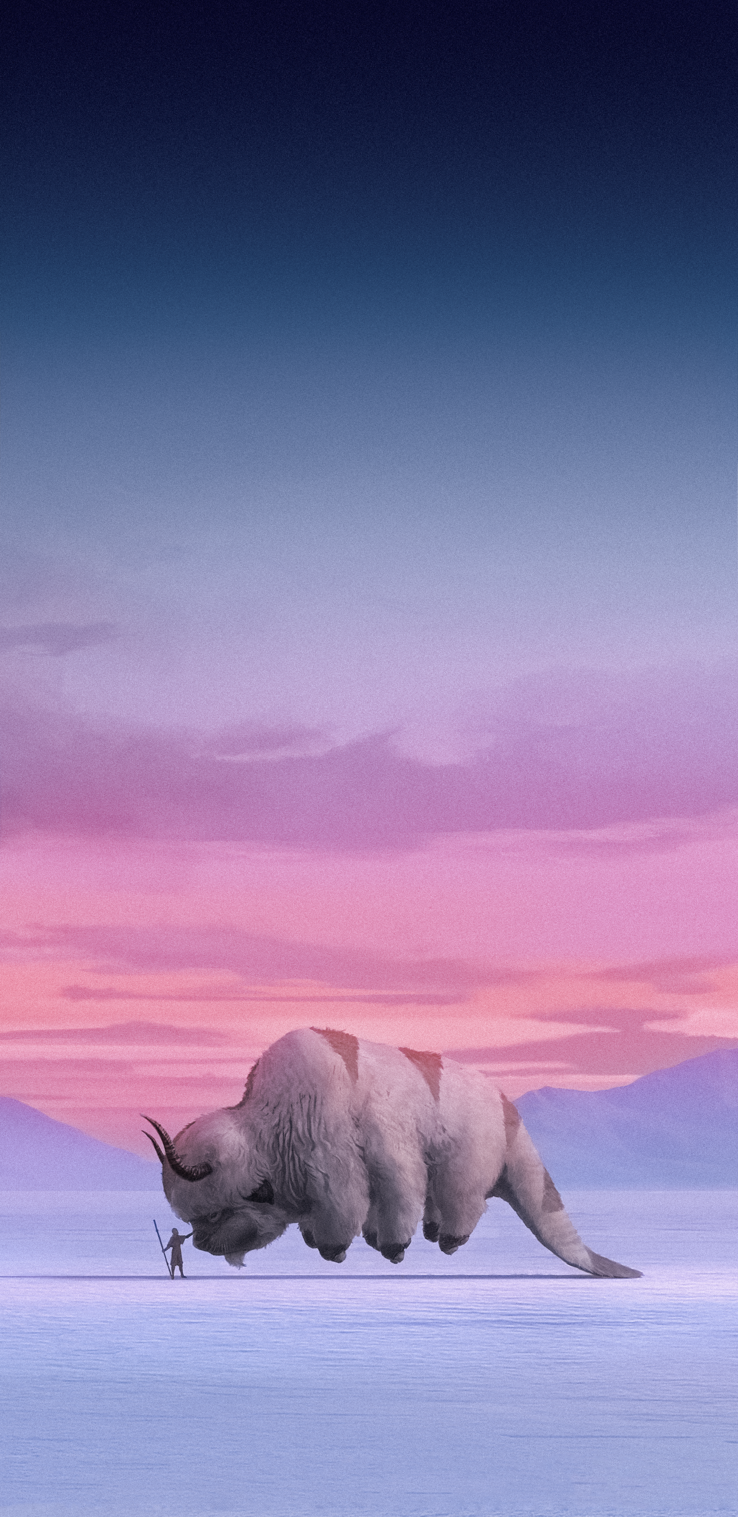 i edited this wallpaper with appa and aang in photoshop and