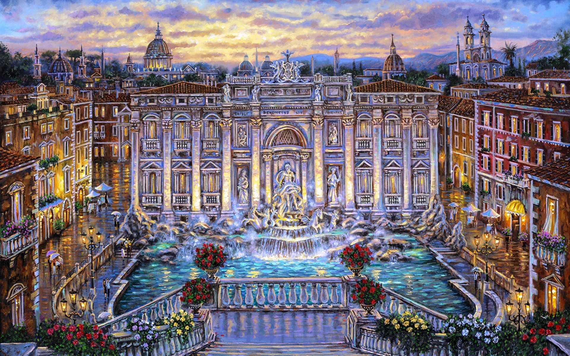 Trevi Fountain Rome Italy Wallpaper