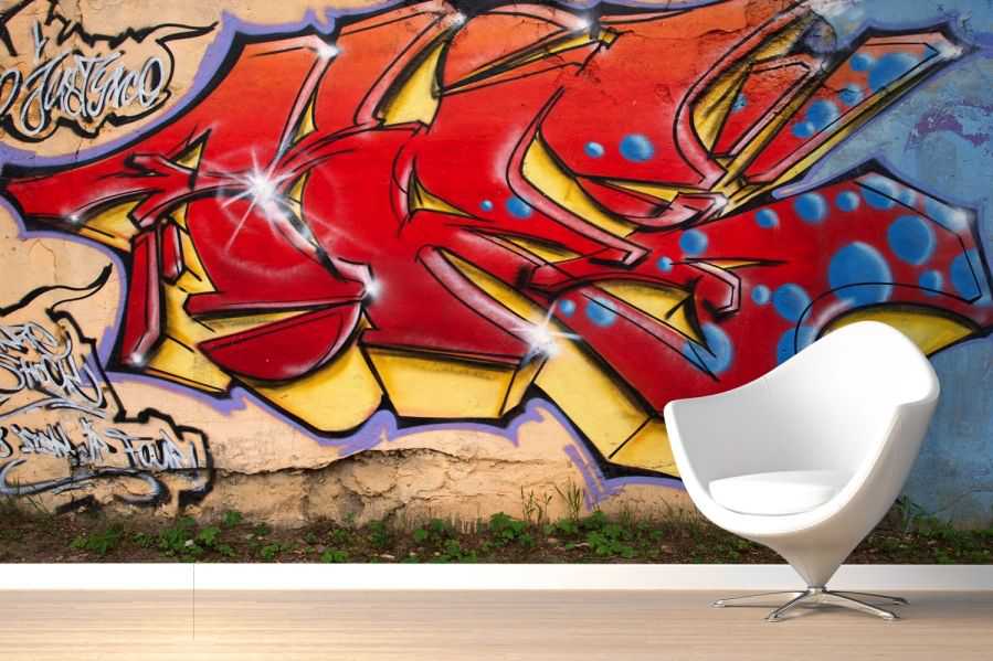 Big Red Graffiti Wallpaper Wall Mural Muralswallpaper Art