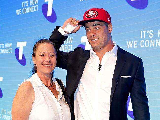 Jarryd Hayne And His Mother Jodie After Press Conference To