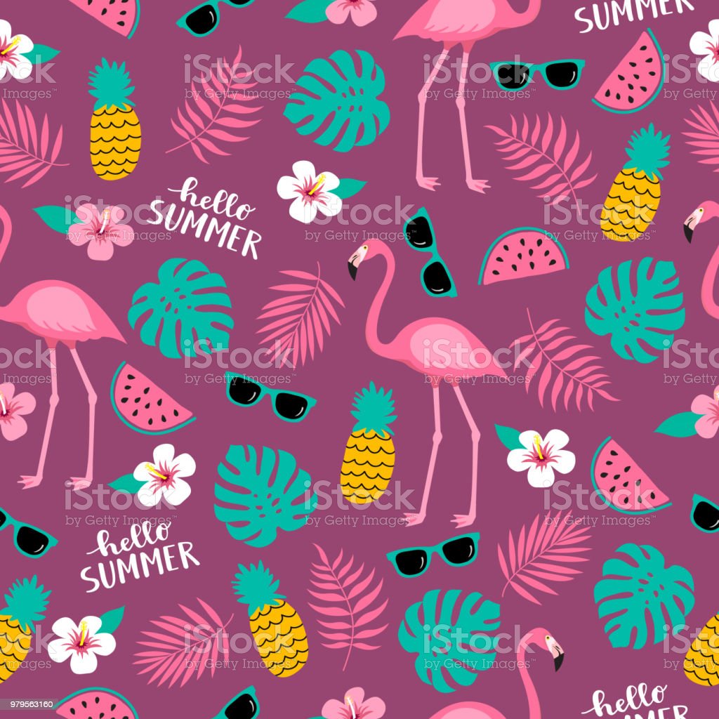 Free download Summer Seamless Cute Colorful Pattern With Flamingo