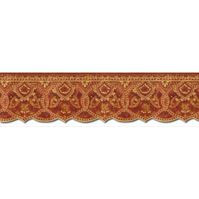 India Moroccan Paisley In Red Orange Gold Laser Cut Wall Border