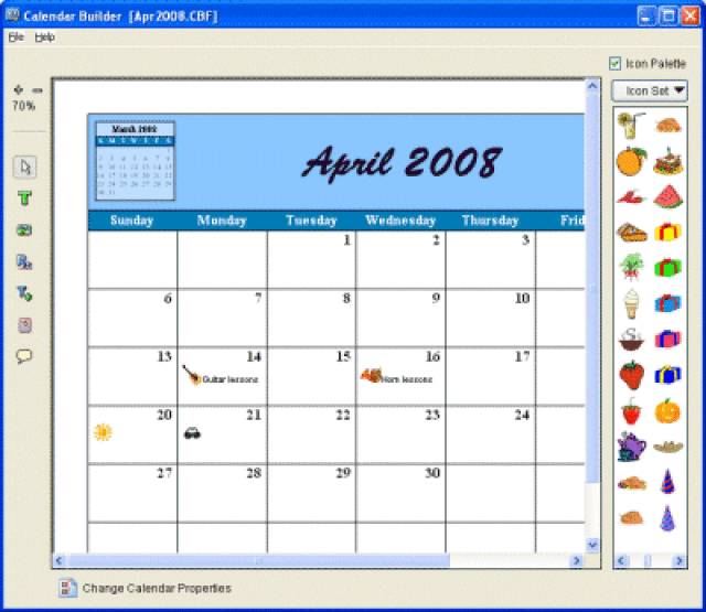 Calendar Builder Screenshot From Tailwag Software
