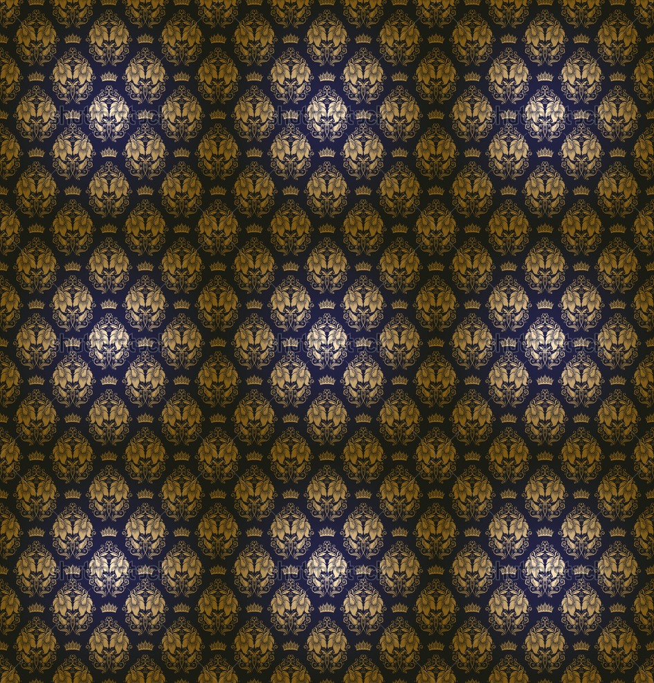 Floral Pattern Royal Wallpaper Flowers Crowns On A Blue