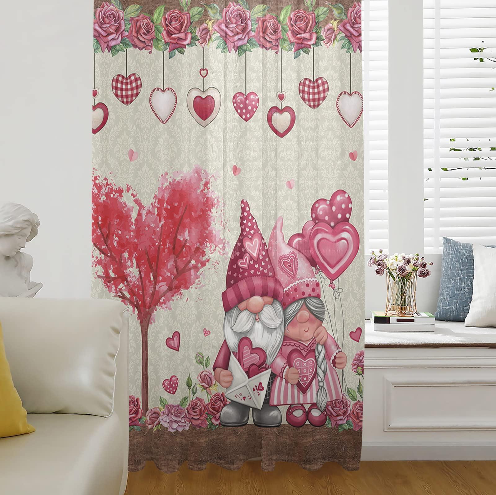 Amazon Leosucre Sheer Curtains Inch Length Valentines Day