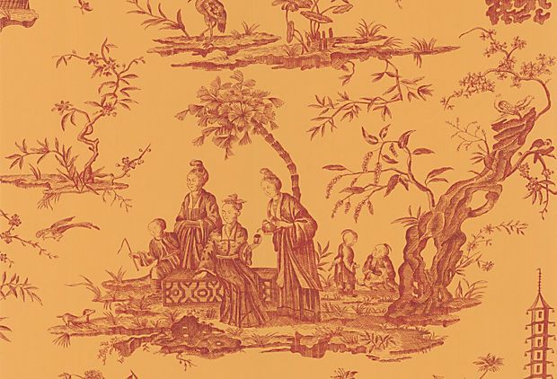 Chinoiserie Toile Gold From Kenh James Wallpaper