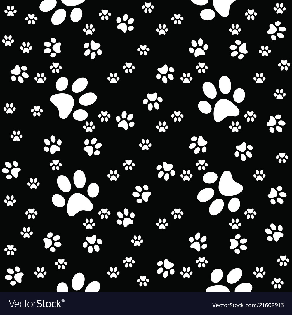 Paws Black Pattern Paw Background Royalty Vector Image