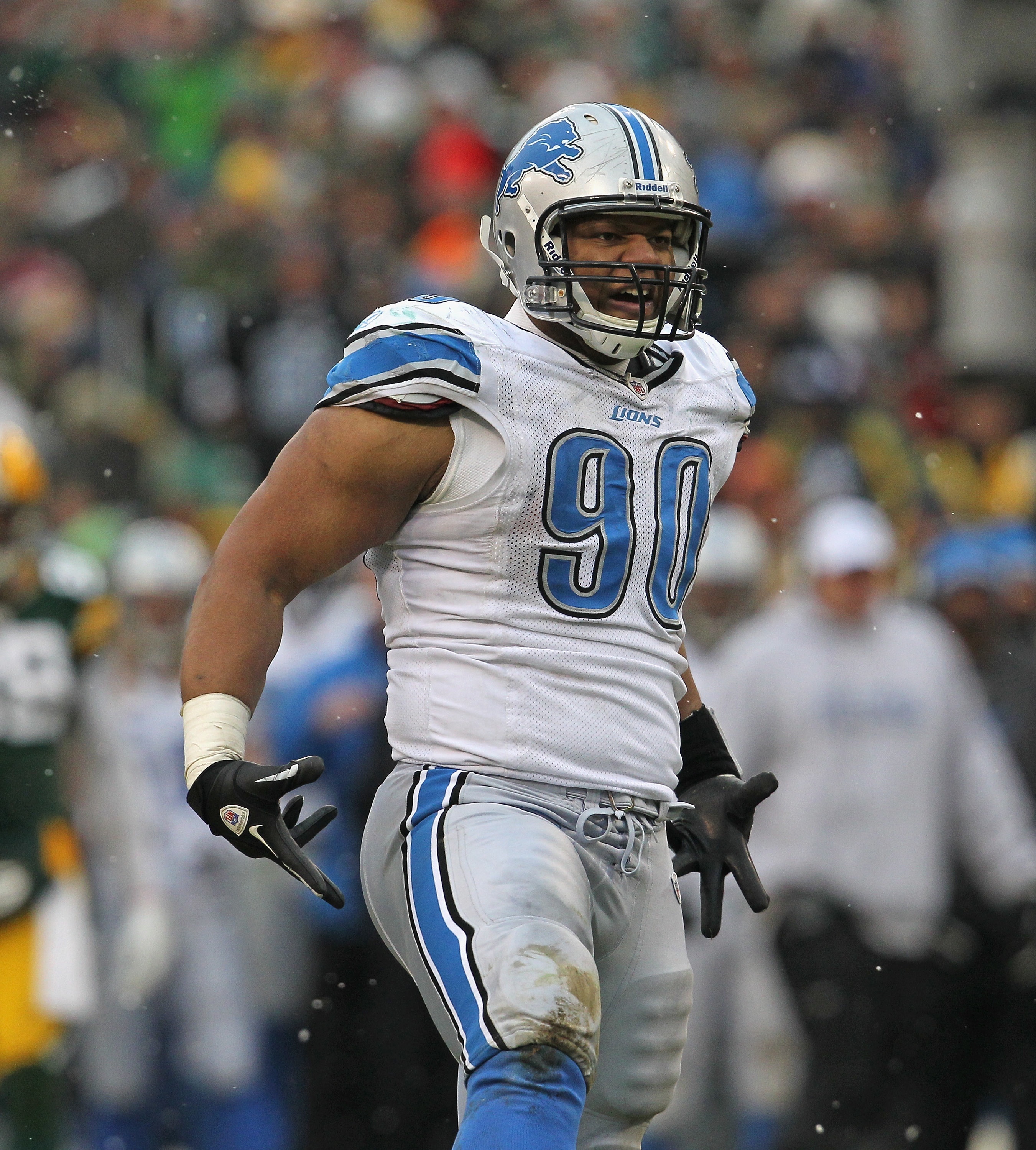 Ndamukong Suh Of The Detroit Lions Celebrates A Sack Against