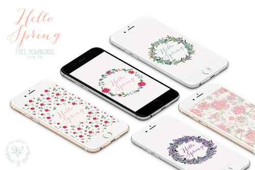 S Hello Spring Watercolor Flowery Wallpaper For