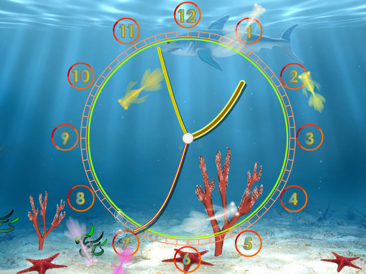 Aquarium Clock screensaver always know the current time with fun
