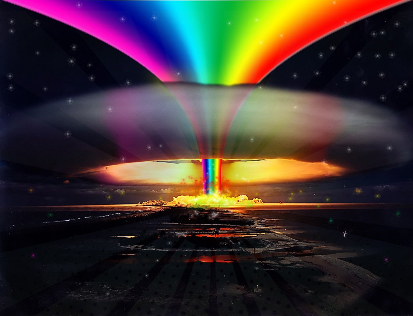 nuclear rainbow explosion HD wallpaper