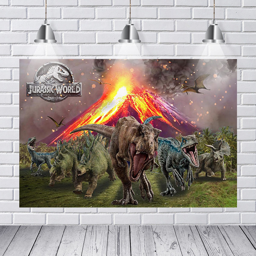 Photography Backdrops Volcano Eruption Jurassic Dinosaur Party