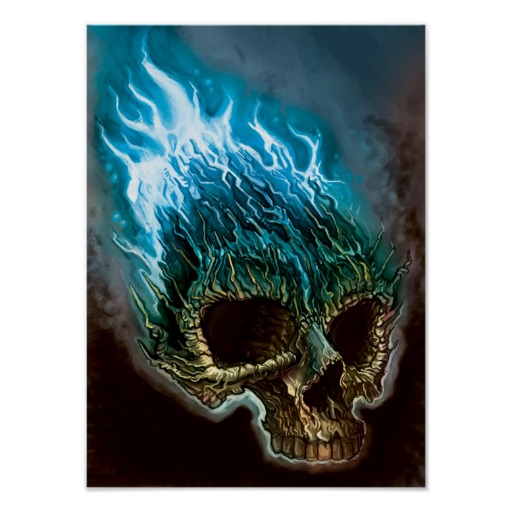 Blue Flame Skull Poster