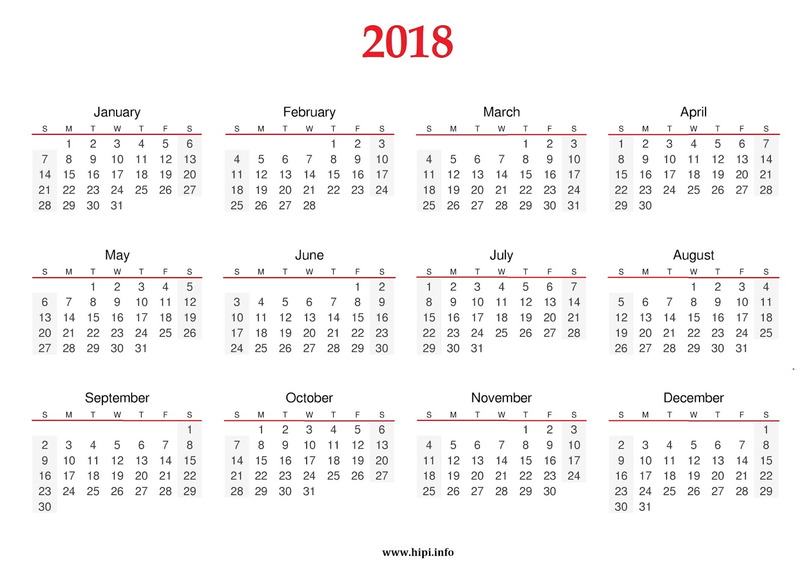 Free download 2018 calendar printable Archives Download Free Printable ...