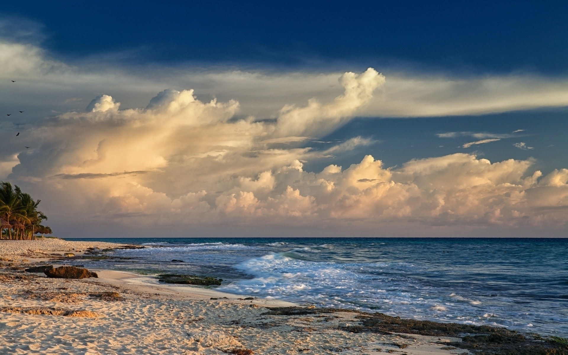 Pretty Ocean Calm Beach Clouds Desktop Pc And Mac Wallpaper