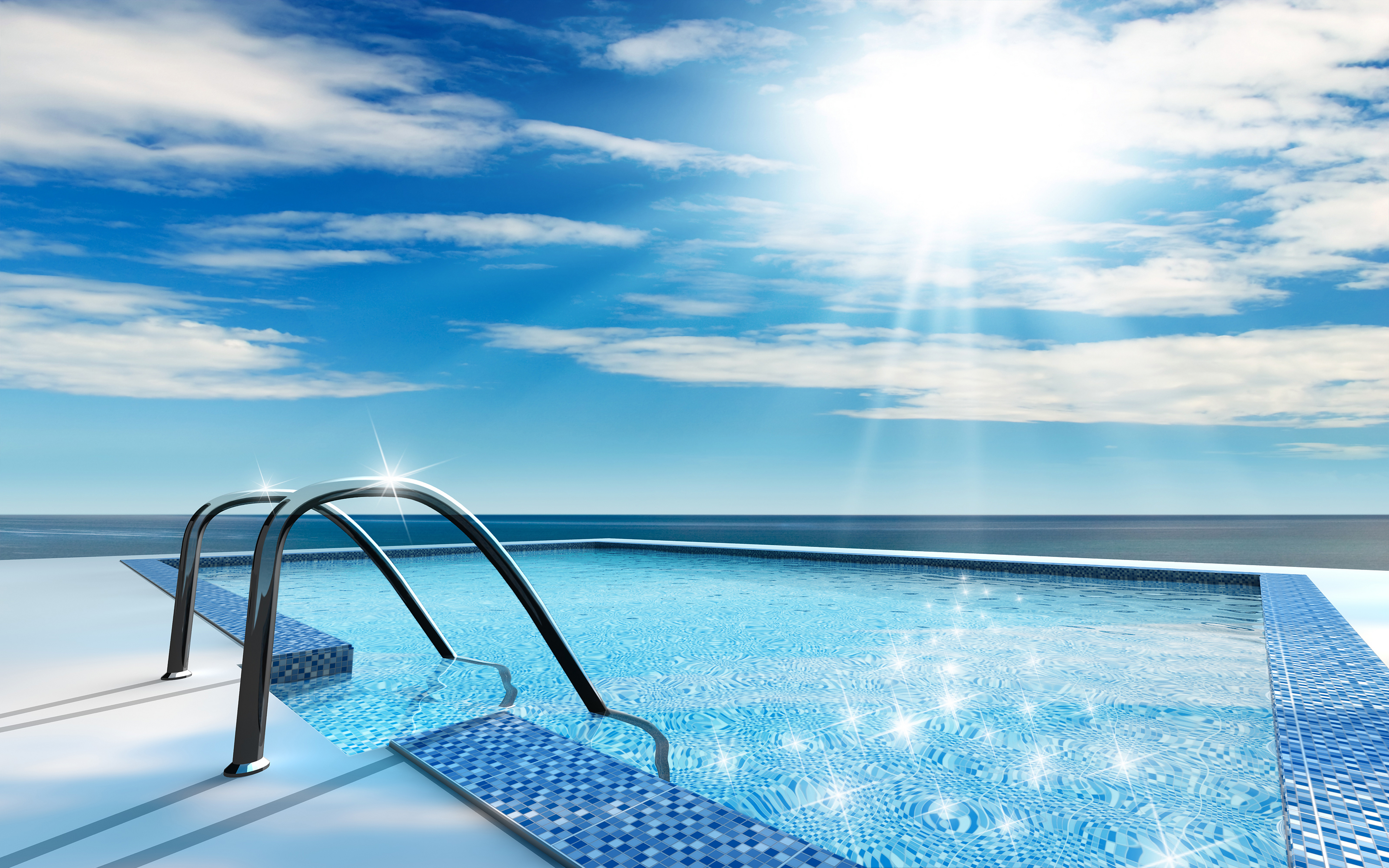 Luxury Resort Swimming Pool Summer Glitter Photo HD Wallpaper