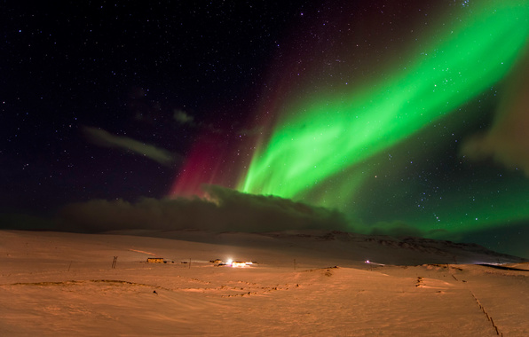 Aurora Borealis Northern Lights Night Snow Stars Wallpaper