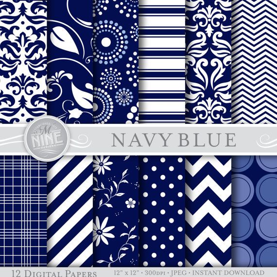 Navy Blue Digital Paper Pack Seamless Pattern By Mninedesigns
