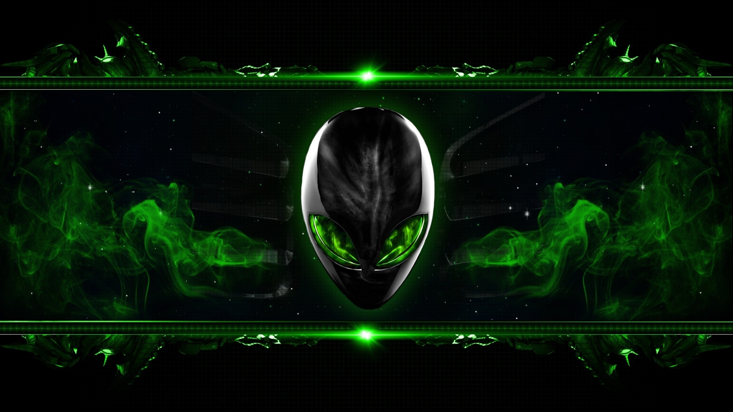 green alienware digital art alien 1920x1080 wallpaper Art HD Wallpaper 2560x1440